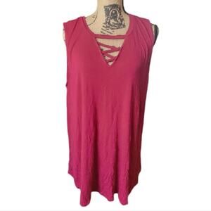 Size 18/20 Livi wine purple lattice cage front knit sleeveless tunic length top